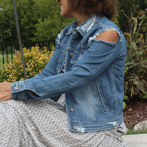 Denim Cold Shoulder Jean Jacket